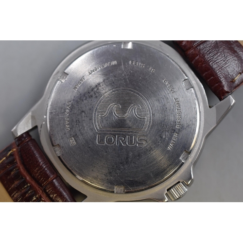 71 - Lorus Water Resistant Divers Style Time and Date watch