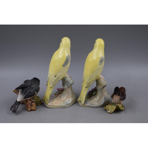 92 - Selection of Four Bird Ornaments, includes Two Royal Prince Canaries (1947-1951), Beswick Wren (Mode... 