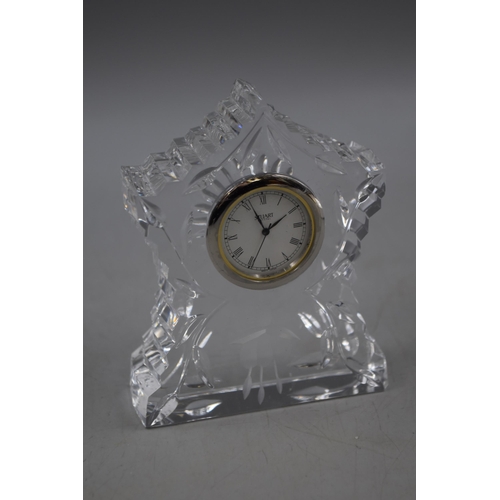 96 - Stuart Crystal Infinity Collection Mantle Clock Complete with Box