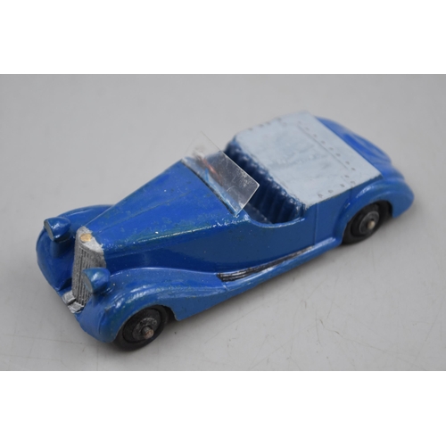 100 - A Selection of Six Die Cast Play Worn Dinky Cars. Includes Alvis, Sunbeam-Talbot and More.