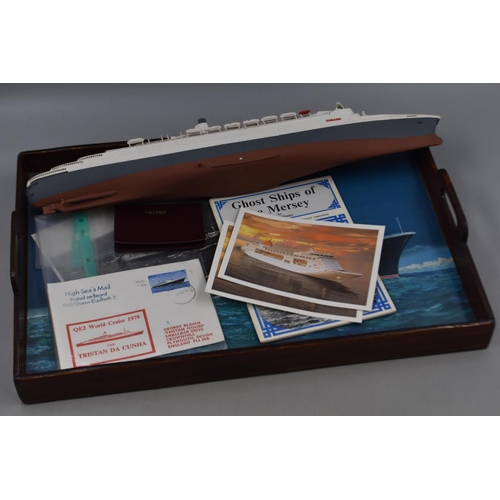 105 - A Selection of Cruise Liner Ephemera. Includes Cunard Tray, Model, P&0 Cruises and More.