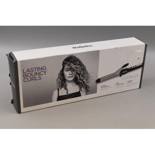 432 - Boxed Babyliss Curl Pro 210 Curling Tong Powers on when tested