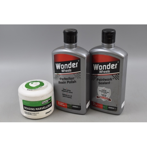 604 - Wonder Wheels Resin Polish and Paintwork Sealant and a tub of Valet Pro Car Wax