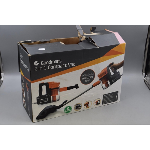 622 - Goodmans 2 In 1 Compact Vacuum Cleaner (Powers On When Tested)