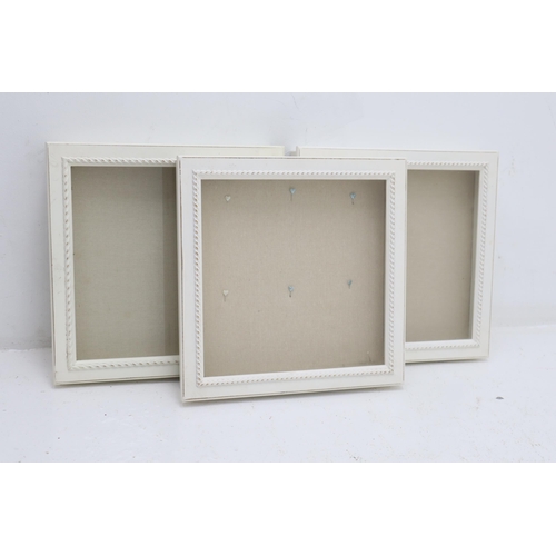 631 - Three Wall / Ceiling Mounted Glass Display Cases with Hinged Doors and Fabric Cushion