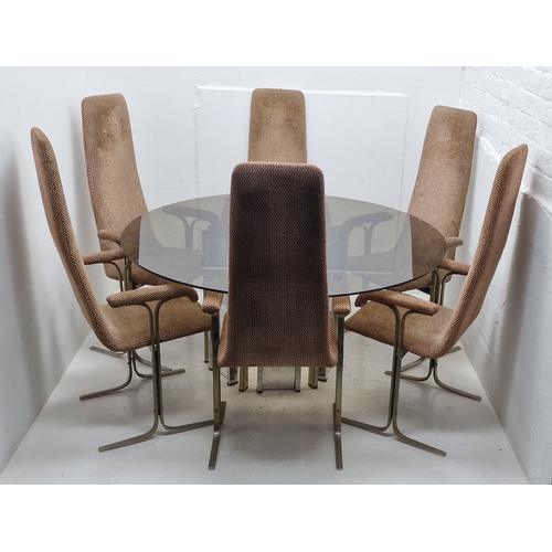 Mid Century 1970s Pieff Dining Table With 6 Extra High Back Armed