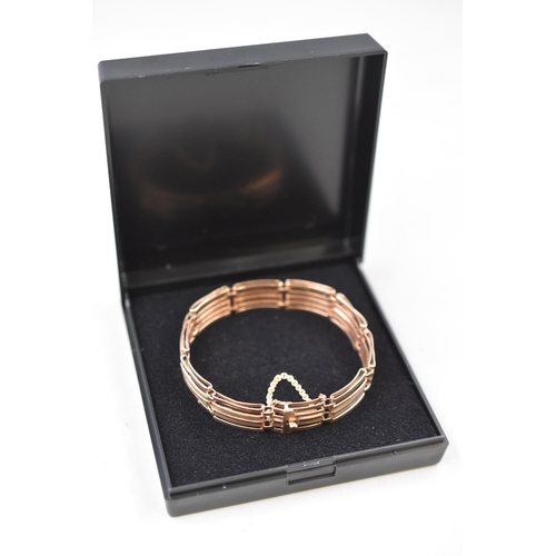 1 - Vintage 9ct Gold Gate Bracelet (16.05 grams) complete with Safety Chain and Presentation Box