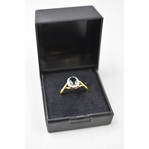 2 - Hallmarked London 18ct Gold Diamond and Black Stoned Ring (Size N) Complete with Presentation Box (3... 