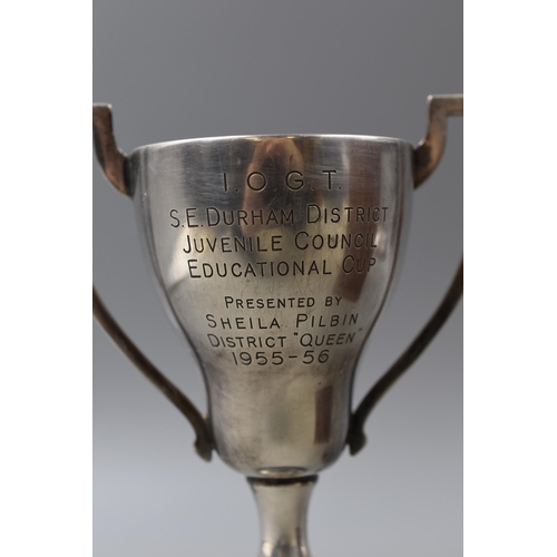 27 - A Vintage 'Educational Cup' Trophy, In Wooden Box With Plaque. 'I.O.G.T S.E. Durham District Juvenil... 