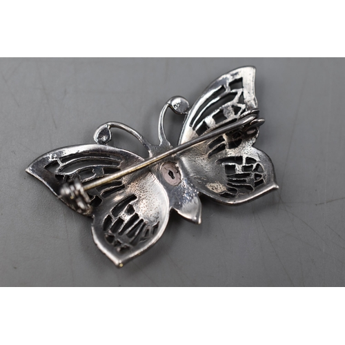 37 - Silver 925 Butterfly Brooch Complete with Presentation Box