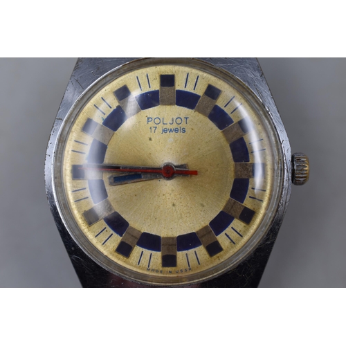 75 - Poljot USSR 17 Jewels Hand Winding Gents Watch with Elasticated Strap (Working)