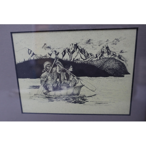 417 - A Mixed Selection To Includes Three Framed and Glazed Lithographs Depicting Native Americans, Large ... 