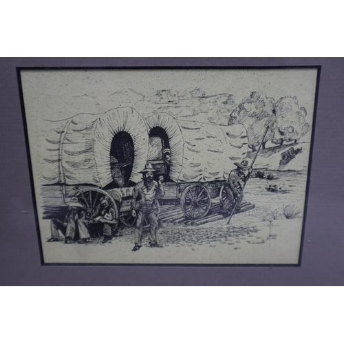 417 - A Mixed Selection To Includes Three Framed and Glazed Lithographs Depicting Native Americans, Large ... 