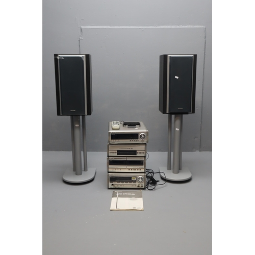 435 - AIWA Compact Disc Stereo System X-DPH2100 With Speakers and Speaker Stands. House Clearance Item . U... 