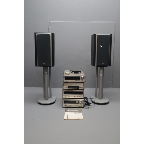 435 - AIWA Compact Disc Stereo System X-DPH2100 With Speakers and Speaker Stands. House Clearance Item . U... 