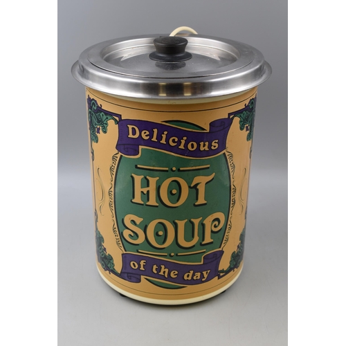 438 - A Retro Style Soup Warmer 'Delicious Hot Soup of The Day'. Powers on When Tested.