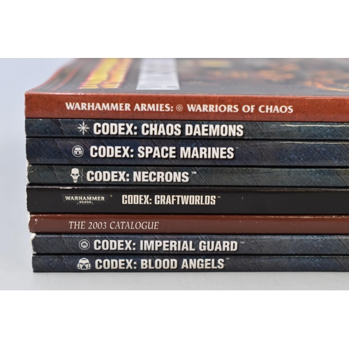 446 - Selection of 8 Games Workshop Warhammer Books including Blood Angels, Warriors of Chaos, Space Marin... 