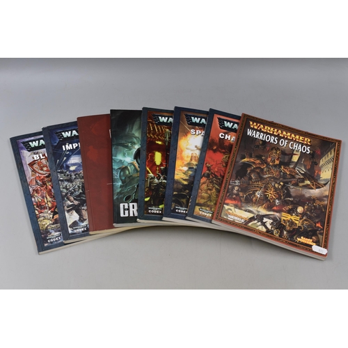 446 - Selection of 8 Games Workshop Warhammer Books including Blood Angels, Warriors of Chaos, Space Marin... 