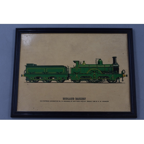 677 - Mixed Lot of Three framed Vintage Railway Pictures Depicting Railway locomotives