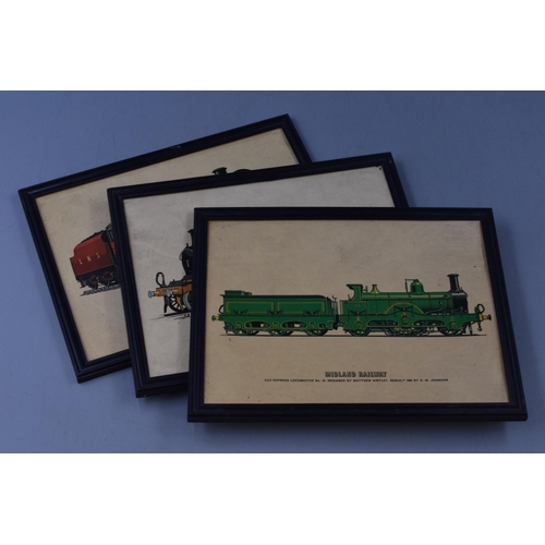 677 - Mixed Lot of Three framed Vintage Railway Pictures Depicting Railway locomotives