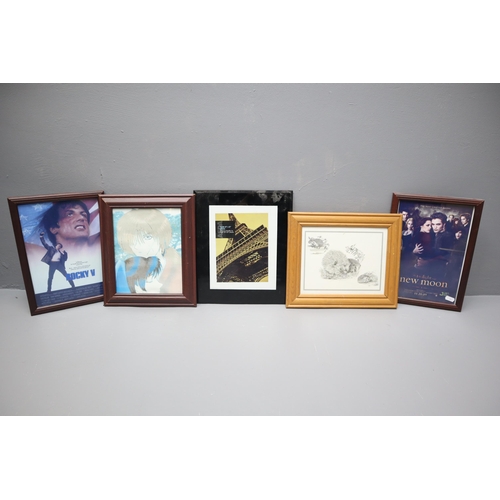 685 - Collection of Four Framed and Glazed Prints, Two Depicting Movies, 'Rocky V' and 'The Twilight Saga,... 