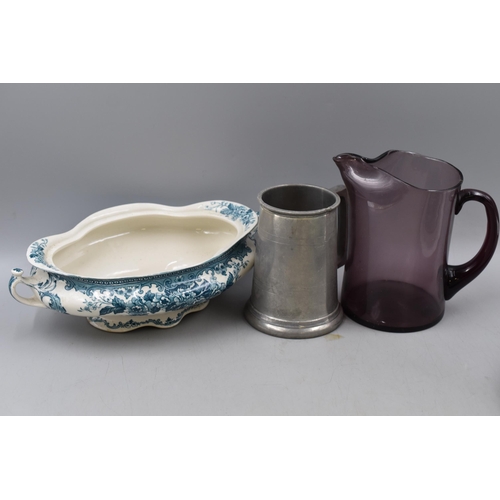 696 - A Mixed Selection To Include Irish Earthenware Kitchen Container, Pewter Tankard, Colwyn Dish and Mo... 