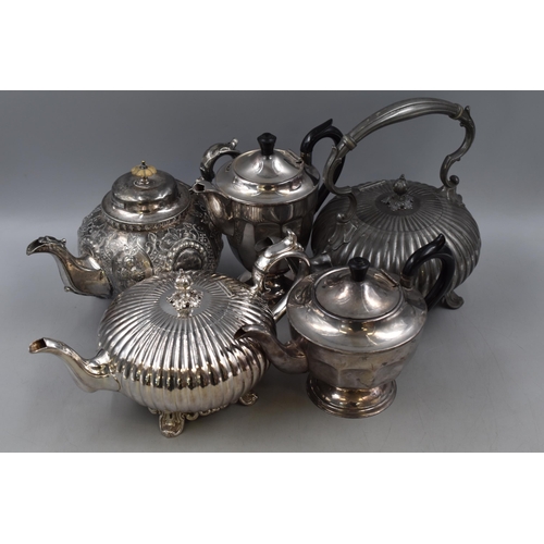 136 - Selection of Silverplate and pewter Teapots/Coffee Pots