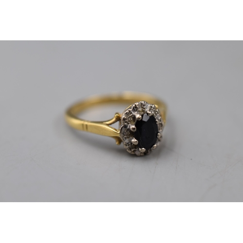 9 - Hallmarked London 18ct Gold Diamond and Black Stoned Ring (Size N) Complete with Presentation Box (3... 