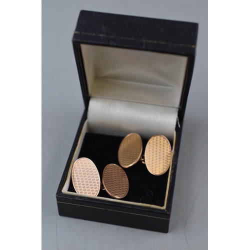 10 - Pair of Hallmarked Birmingham Gold 375 (9ct) Cufflinks Complete with Presentation Box (8.55 grams)