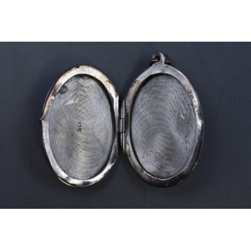 12 - Silver 925 Oval Locket Pendant (Approx. 3cm)