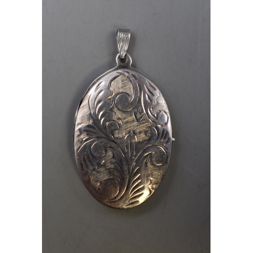 12 - Silver 925 Oval Locket Pendant (Approx. 3cm)