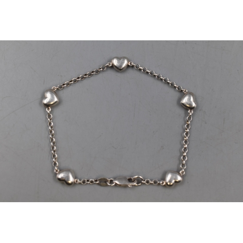 27 - Silver 925 Heart Bracelet Complete with Presentation Box