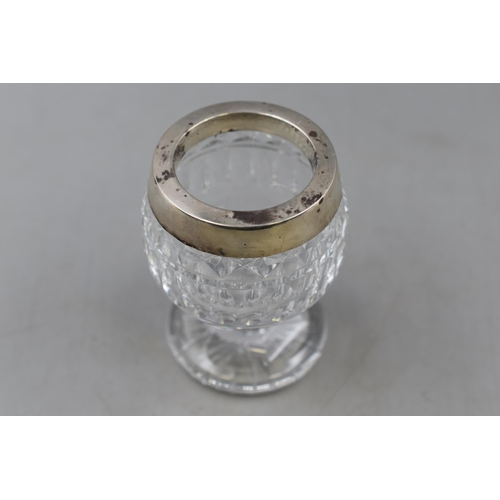 28 - Silver Hallmarked Glass Crystal Egg Cup approx. 3