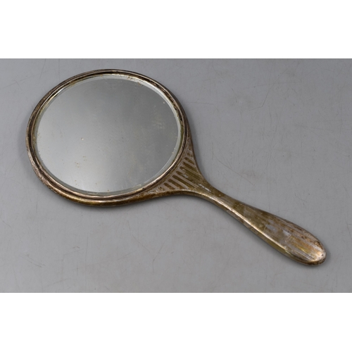 30 - Hallmarked Chester Silver Hand Mirror (with Monogram)