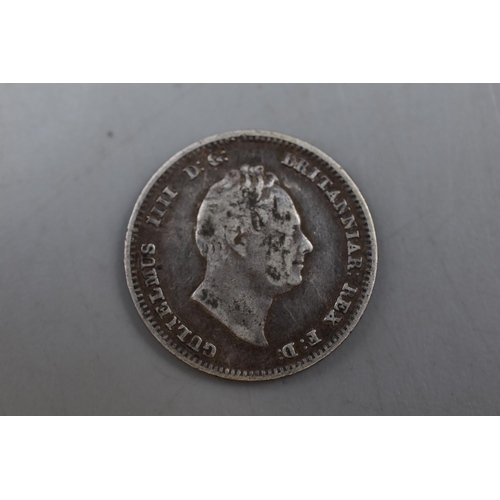 151 - William IIII 1837 Silver Four Pence Coin