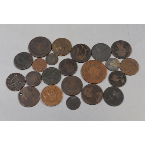 154 - Selection of 25 Copper Coinage including Charles II 1672 1/4 Penny, George II 1738 Half Penny, Georg... 