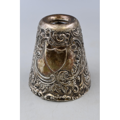 42 - Vintage Silver Heavy Decorative Conical Shaped Ink Well a/f (unmarked) Approx height 9cm