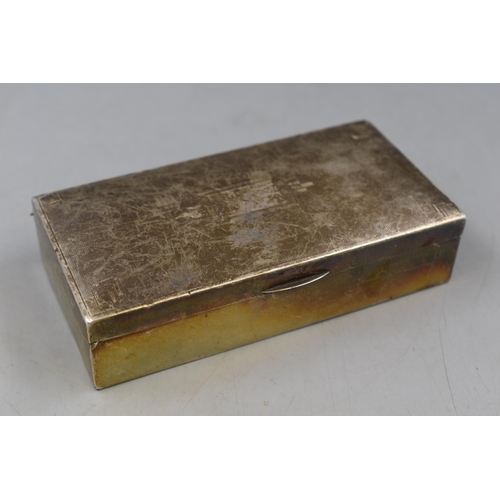 44 - Large Vintage Hallmarked Birmingham Silver Cigarette Case with Wood Lining. Approx. 17cm x 9cm x 4cm