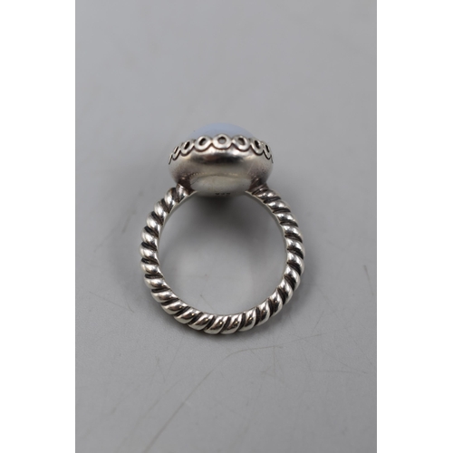 48 - Silver 925 Moonstone Ring. Size P-Q