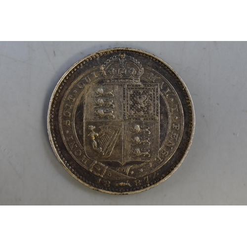 162 - Victoria 1887 Silver One Shilling