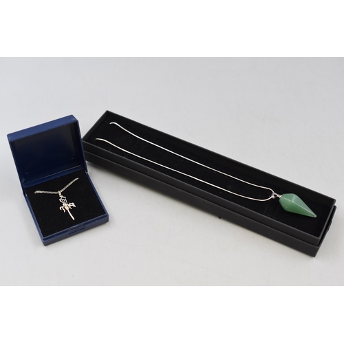 53 - Two Silver Pendant Necklaces With Presentation Box. Includes 925. Silver Aventurine Pendant on Silve... 