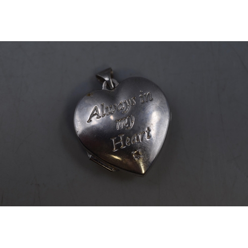 67 - Silver 925 Heart Locket Pendant Reads 