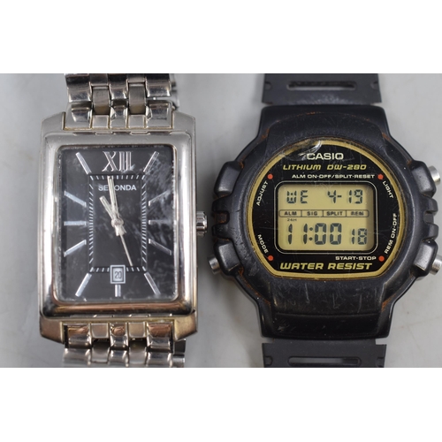 96 - Two Gents Watches. Includes Sekonda and Casio Digital Watch. Both Working.