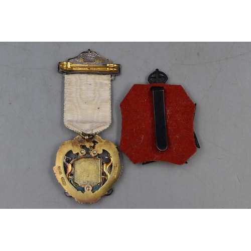 182 - Two Medals, includes 1923 Hallmarked Silver & Enamel Royal Masonic Medal for the Institute for G... 