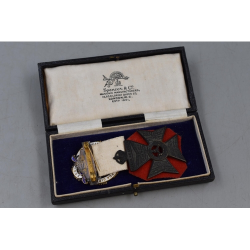 182 - Two Medals, includes 1923 Hallmarked Silver & Enamel Royal Masonic Medal for the Institute for G... 