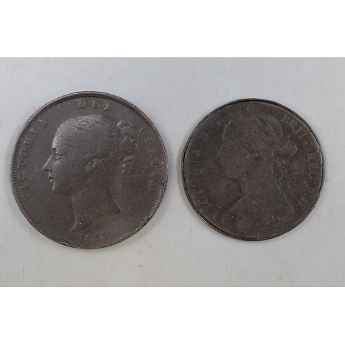 191 - Victoria Penny 1853 and a Rare Victoria Double Headed Penny