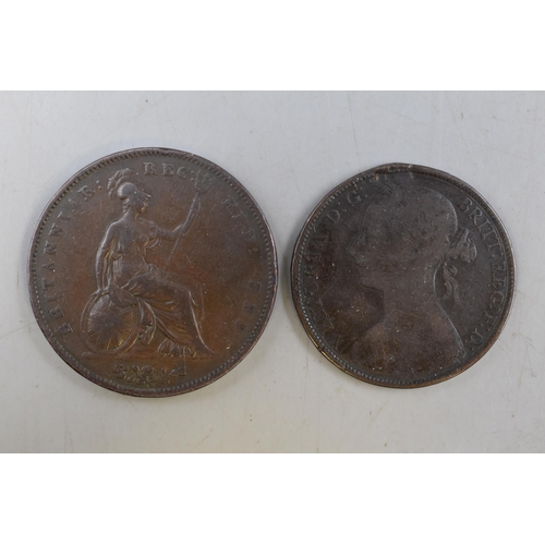 191 - Victoria Penny 1853 and a Rare Victoria Double Headed Penny