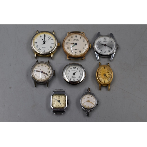 115 - Selection of 8 Watch Heads including Sekonda, Bentima, Oris and More