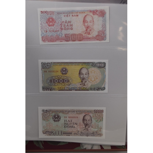 196 - Album Containing a Selection of Worldwide Bank Notes, includes Vietnam, Mongolia, Kyrgyzstan and mor... 