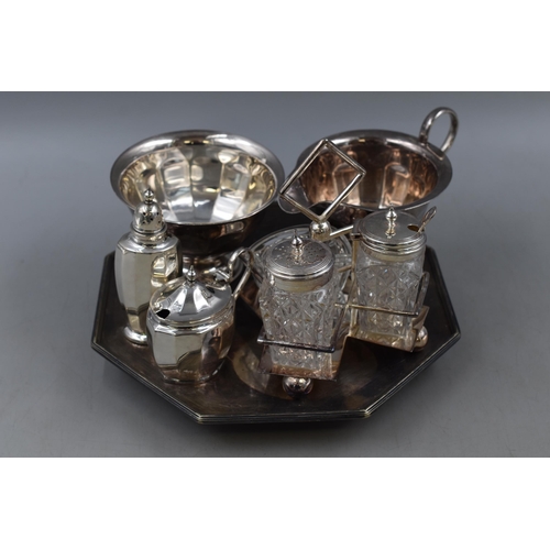 200 - Selection of Epns to include Condiment Set, Milk Jug, Sugar Bowl and Other